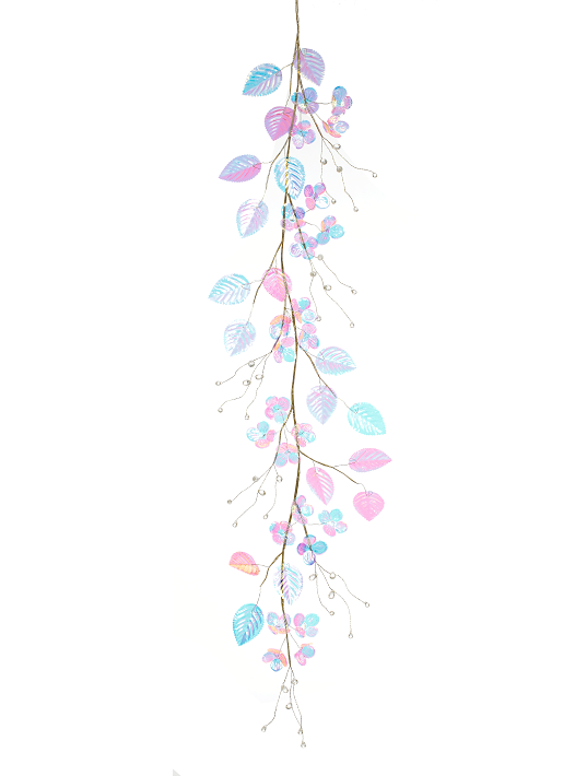 Icy Metallic Leaf Garland - 4 Feet (Set of 6)