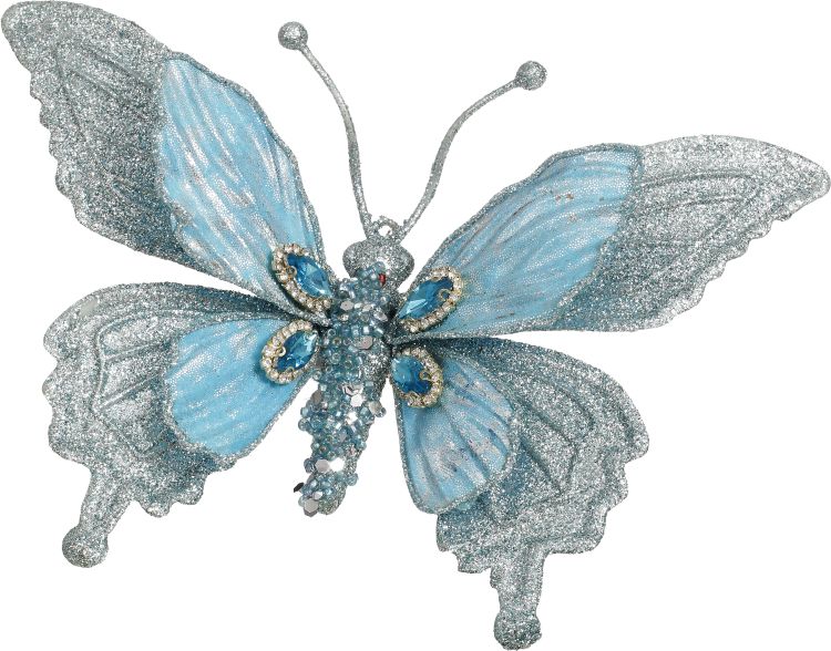 Glitter Jewel Butterfly Clip 7" Blue (Set of 4)