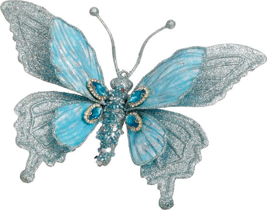 Glitter Jewel Butterfly Clip 7" Blue (Set of 4)