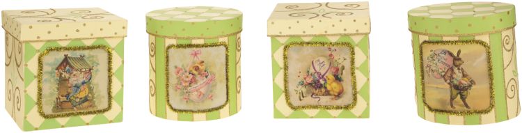 Rabbit/Checkered Boxes 5-6'' Set of 4