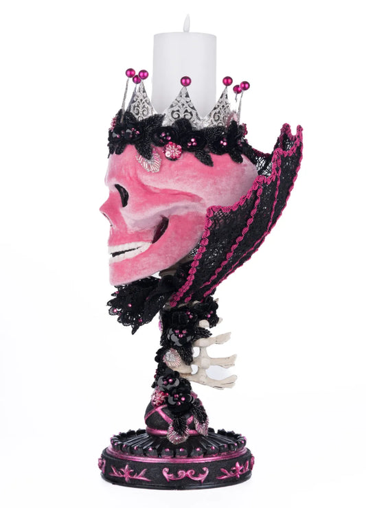 Pink Passion Skull Pillar Candle Holder