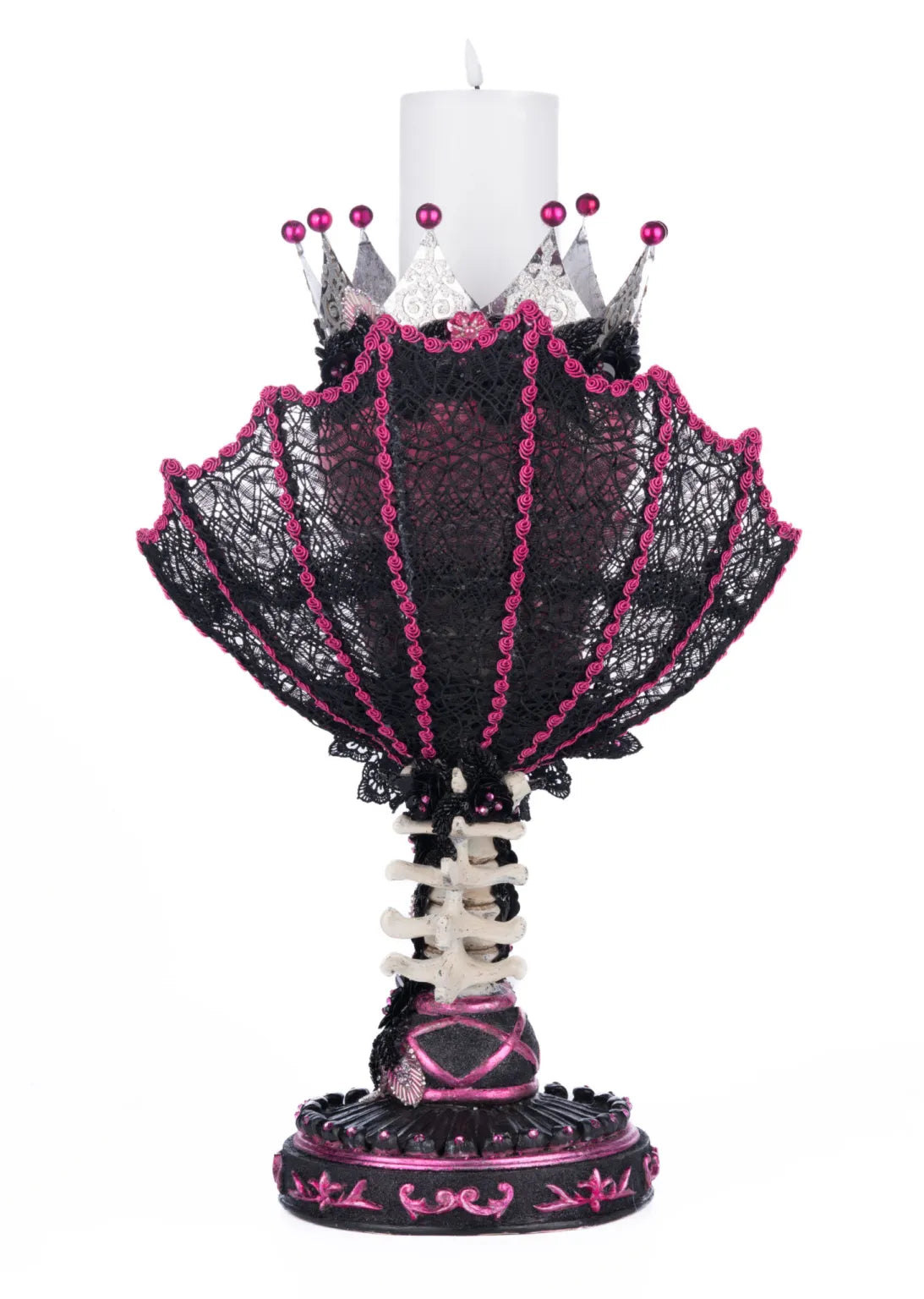 Pink Passion Skull Pillar Candle Holder