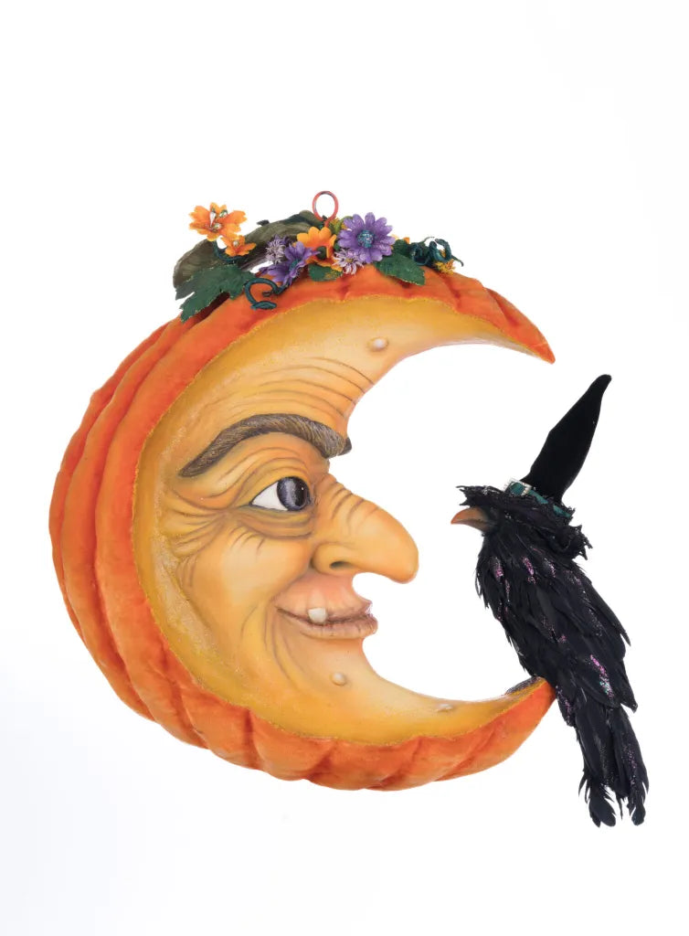 Pumpkin Moon Witch Wall Piece  or Tabletop