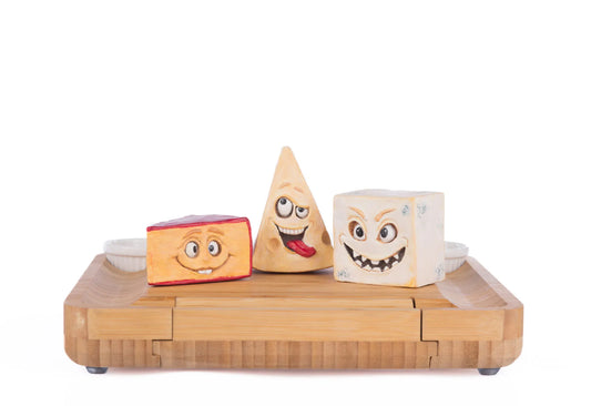 Creepy Cheeses On Charcutier Board With Knife Set