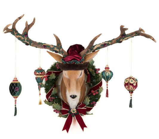 Winter Balsam and Berry Deer Wall Piece with Ornaments