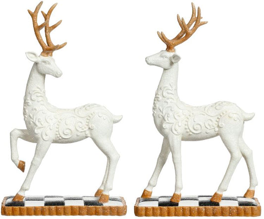Deer On Plaid Base, Set of 2 - 17 Inches
