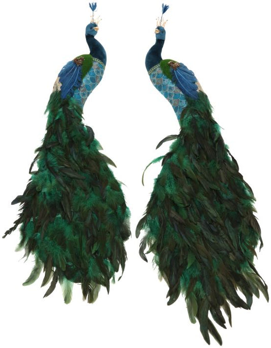 Regal Hanging Peacock, Large, Set of 2 - 21 Inches