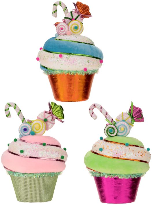 Large Candied Cupcakes,  17 Inches Tall (Set of 3)