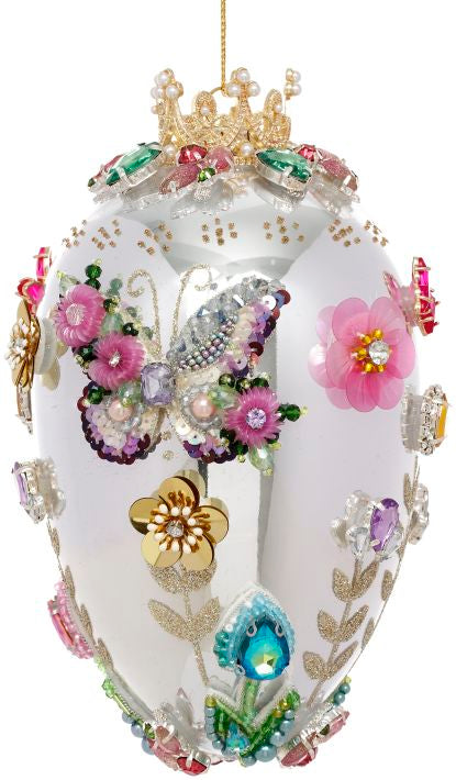 Faberge Jewel Egg Ornament, RED/RAS 7''