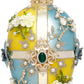 Faberge Jewel Egg Ornament, Blue Yellow, Quatro - 7 Inches