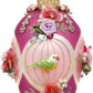 Faberge Jewel Egg Ornament, Pink, Bird Cage - 7 Inches