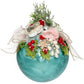 Large Floral Jeweled Ball Ornament, Frosted, Blue - 6.5 Inches - (Set of 2)