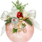 Large Floral Jeweled Ball Ornament, Frosted, Pink- 6 Inches - (Set of 2)