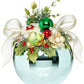 Large Floral Jeweled Ornament, Shiny, Blue - 7.5 Inches - (Set of 2)