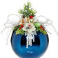 Large Floral Jeweled Ornament, Shiny, Dark Blue - 7.5 Inches - (Set of 2)