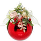 Large Floral Jeweled Ornament, Shiny, Red -8 Inches - (Set of 2)