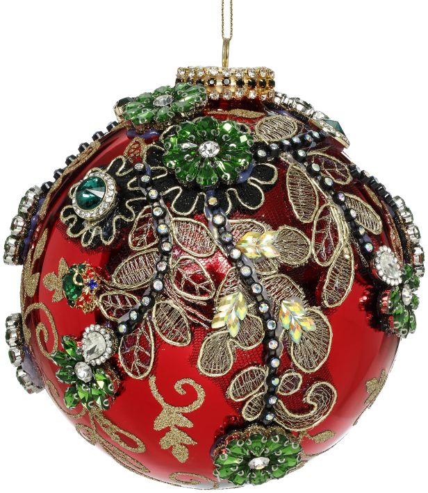 Kings Jewel Ball Ornament, Red - 5 Inches