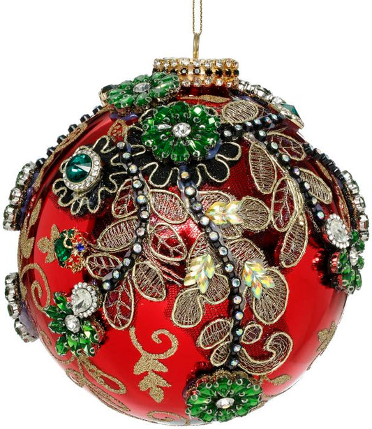 Kings Jewel Ball Ornament, Red - 5 Inches