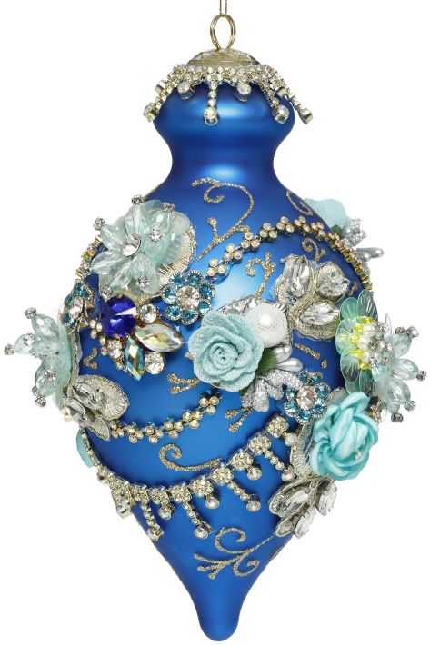 Kings Jewel Fancy Finial Ornament, Blue - 9 Inches