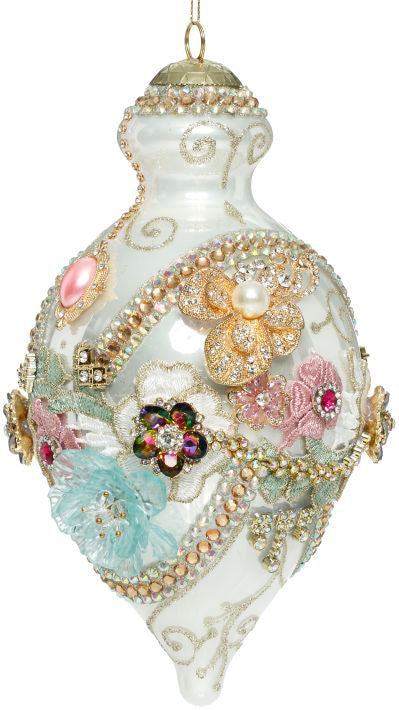 Kings Jewel Fancy Finial Ornament, White - 8 Inches