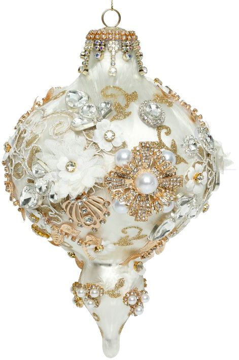 Kings Jewel  Extra Fancy Finial Ornament, Ivory - 8 Inches