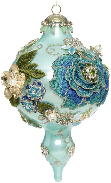 Kings Jewel Extra Fancy Finial Ornament, Turquoise- 9 Inches