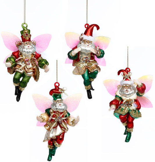 Fairy Santa Ornament Set 7-8" Set of 4