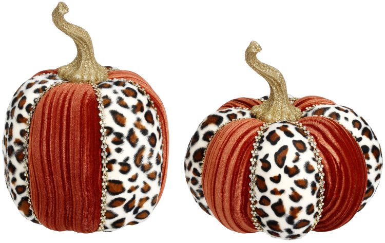 Jeweled Pumpkin, Copper Leopard, Set of 2 - 8-9 Inches