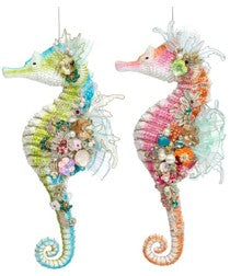 Jeweled Seahorse Ornament, Set of 2- 17 Inches