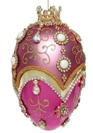 Faberge Jewel Egg Ornament , Purple- 7 Inches