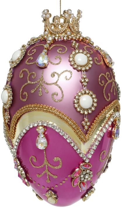 Faberge Jewel Egg Ornament , Purple- 7 Inches