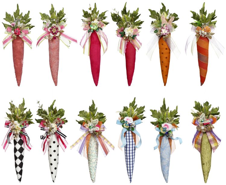 Jeweled Embellished Carrots, Set of 6 - 9.5 Inches