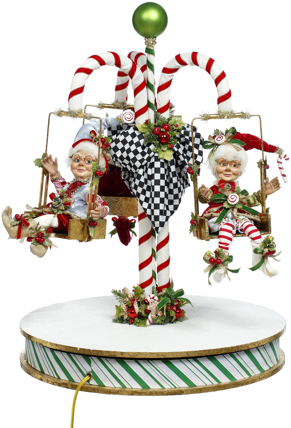 Candycane Carousel with Elf Wh/Rd