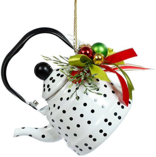 Potkadots Teapot with Deco Ornament - 8 Inches