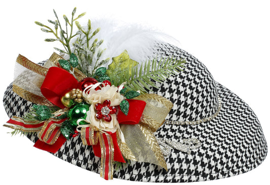 Xmas Houndst. Hat Orn Blk/Wh 11.5" (Ornament)