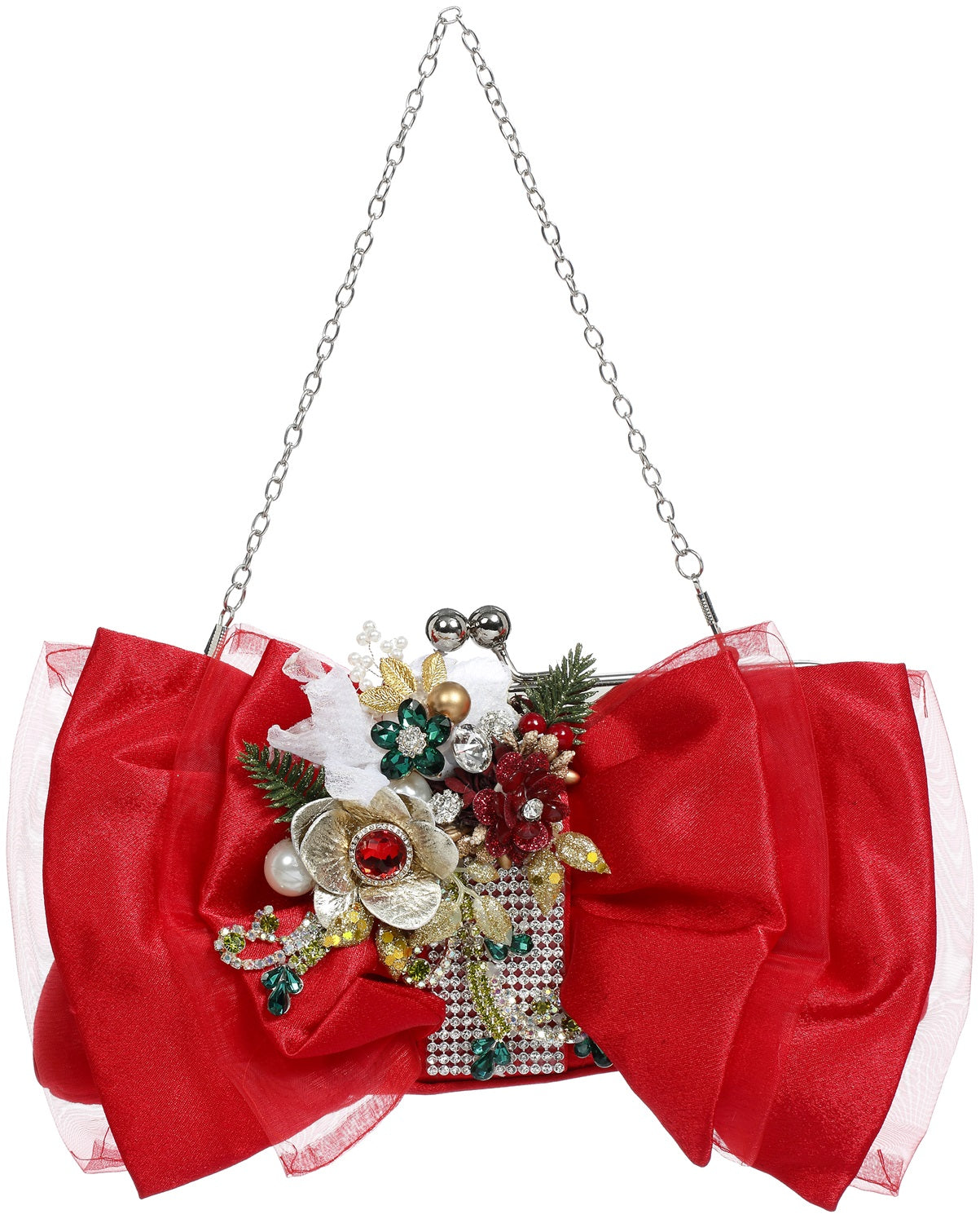 Xmas Bow Purse/Bag Orn Rd 10" (Ornament)