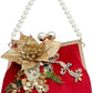 Red Bag,  With Gold Chain Ornament 9 X 8''