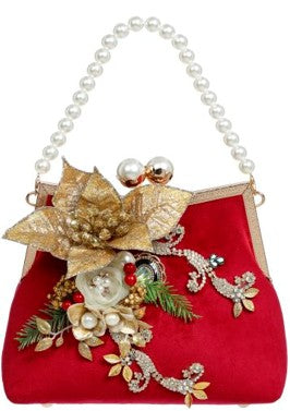 Red Bag,  With Gold Chain Ornament 9 X 8''