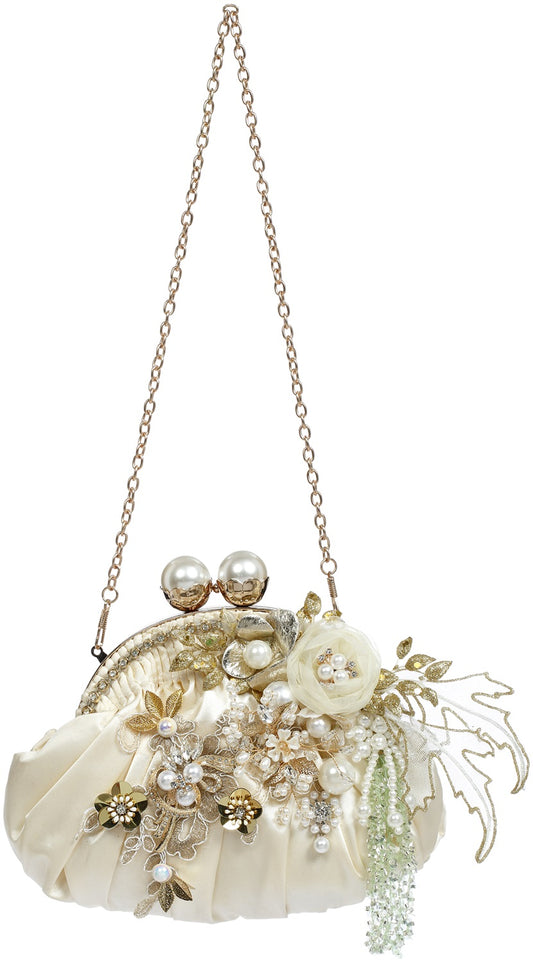 Bead.Pearl Purse/Bag Orn Crm 8" (Ornament)