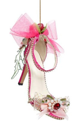 Fushia Shoe, With Ribbon & Diamond Ornament 9''