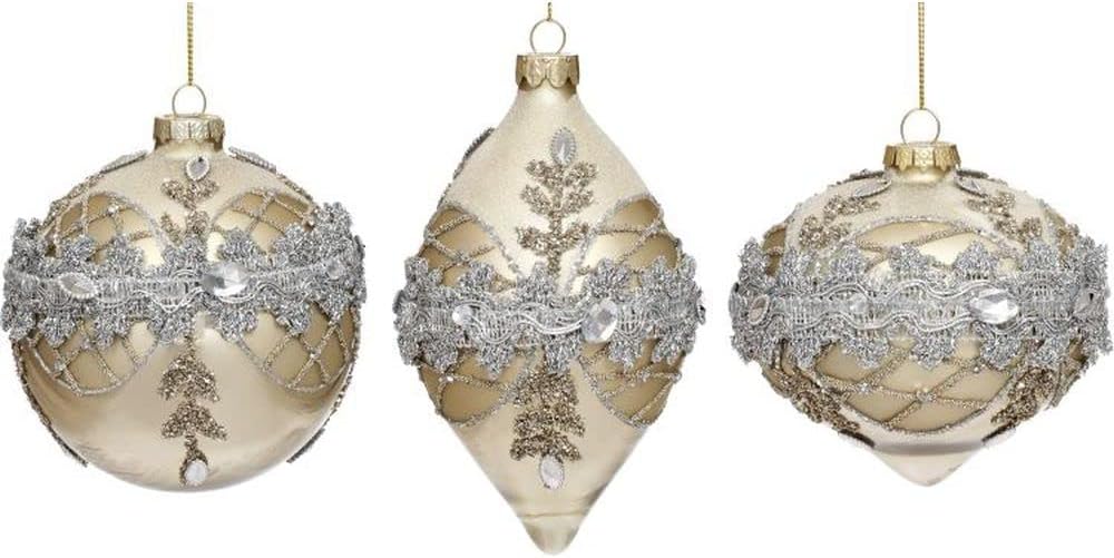 Banded Jewel Ornament 4" (Set of 3)