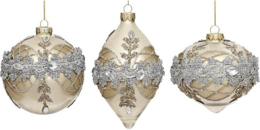 Banded Jewel Ornament 4" (Set of 3)