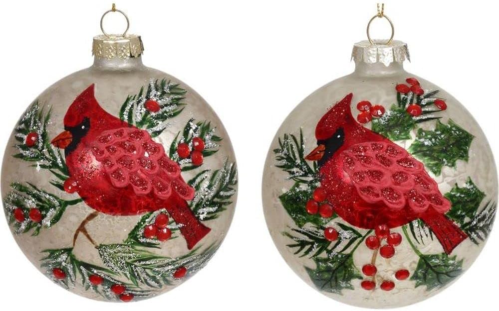 Cardinal Ball Ornament 4'', (Set of 4)