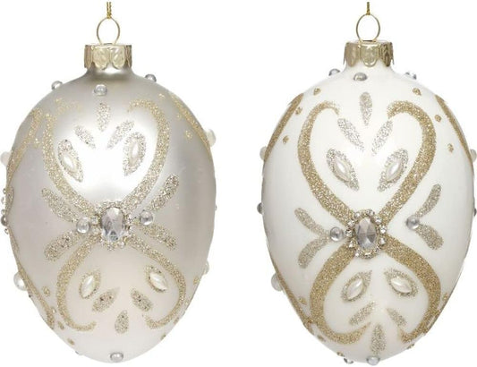 Pearl Egg Ornament 4.5" (Set of 2)