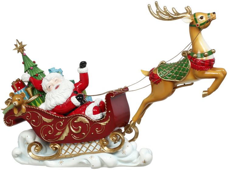 Santa on Sleigh with LED - 20 x 15 Inches