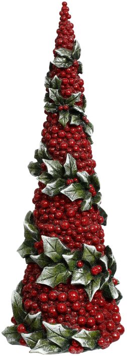 Holly Berry Cone Tree - 15 Inches (set of 2)