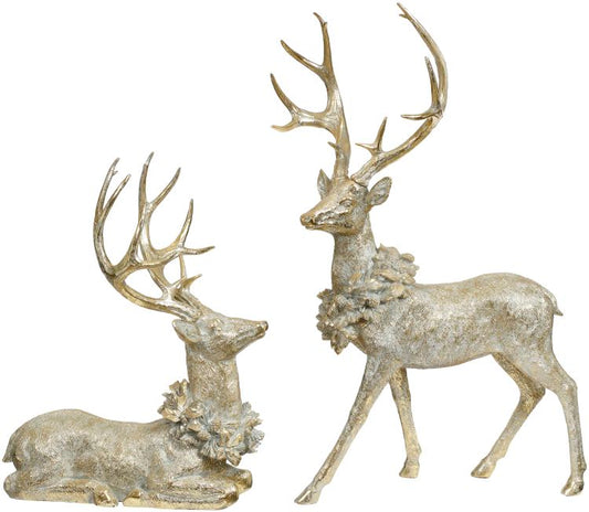 Deer With Wreath, Set of 2 - 28 Inches