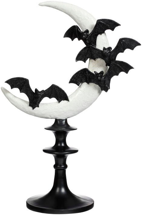 Halloween Moon & Bat Finial - 18 Inches