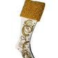 Gold White Scroll Stocking - 25 Inches