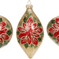 Poinsettia/Holly Ornament 3-5'', (Set of 6)